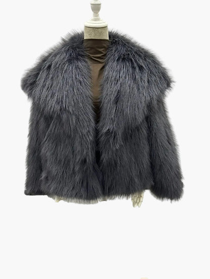 Damen Luxus Faux Fur Jacke – Eleganter Herbst Winter Look für besondere Anlässe