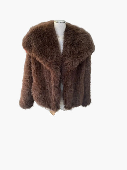 Damen Luxus Faux Fur Jacke – Eleganter Herbst Winter Look für besondere Anlässe