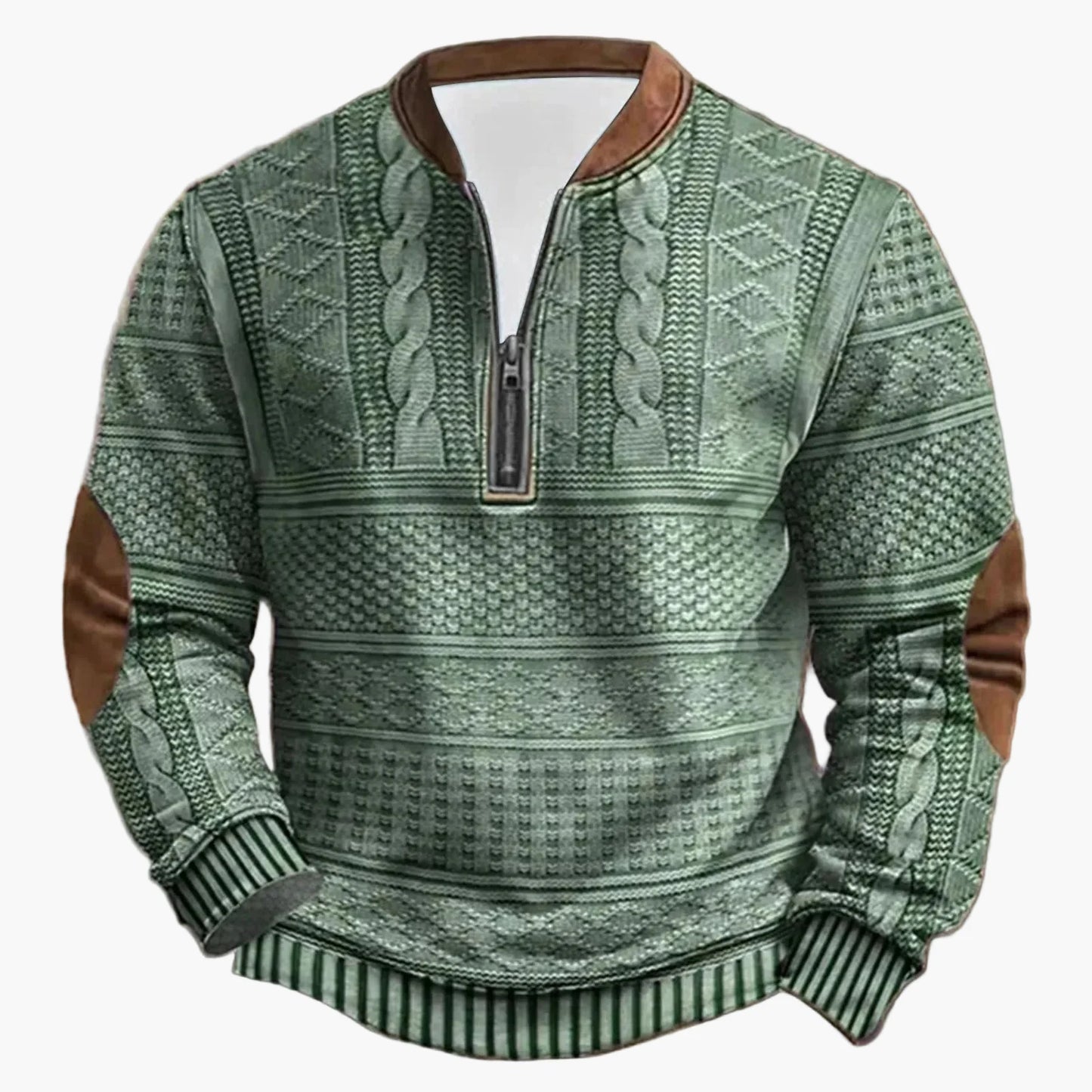 Herren Strickpullover im Vintage-Look mit Stehkragen – Modischer Outdoor & Freizeit Pullover