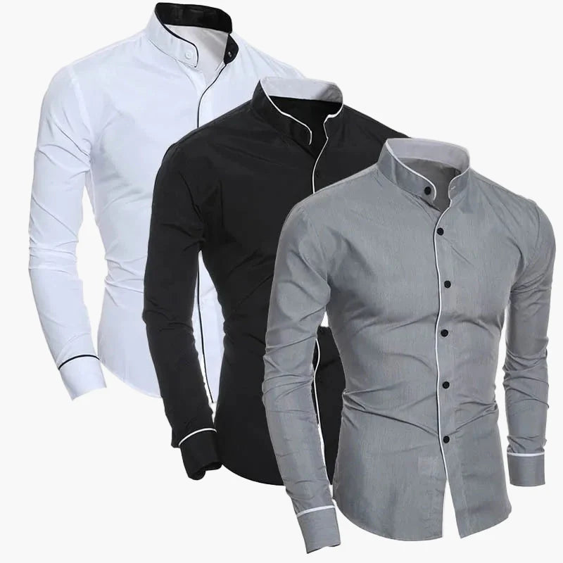 Herren Slim Fit Stehkragen Hemd – Modernes Business & Freizeit Design