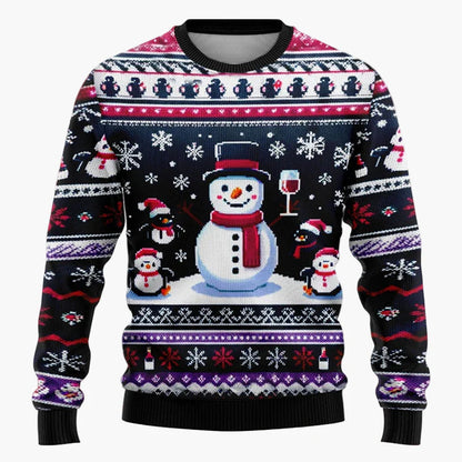 Unisex Weihnachtspullover mit Santa und Schneemann – Lustiger Pullover für Weihnachten, Winter & Feier