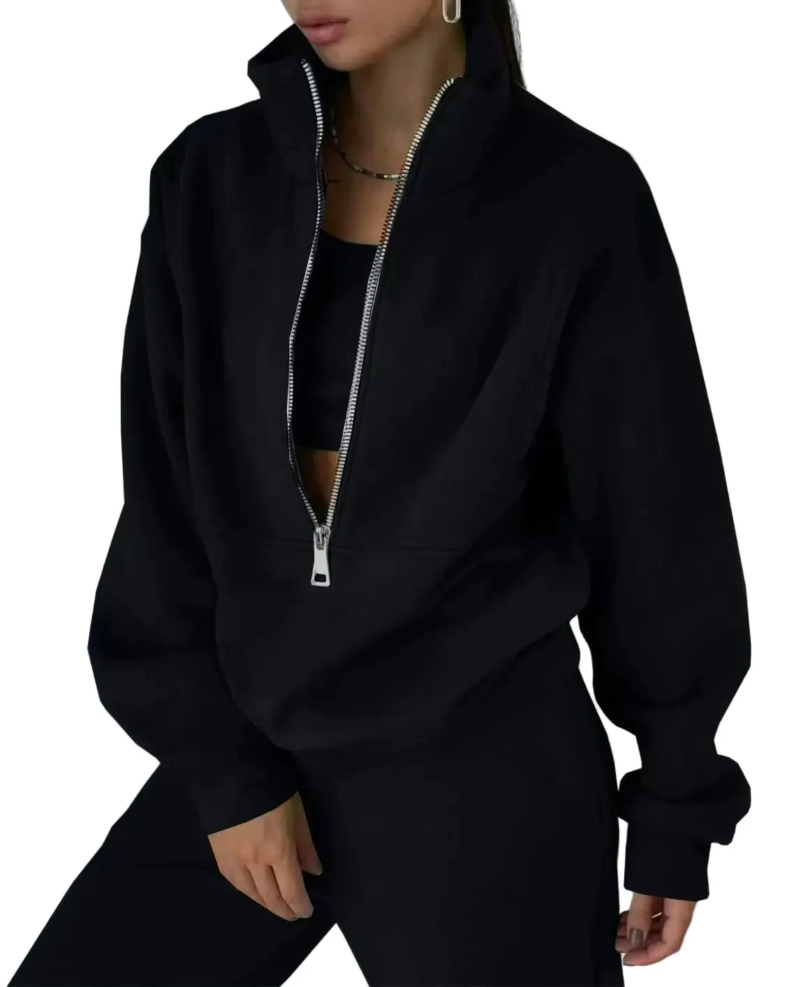 Damen Freizeit Trainingsanzug mit Reißverschluss – Modischer Zweiteiler für Sport und Alltag