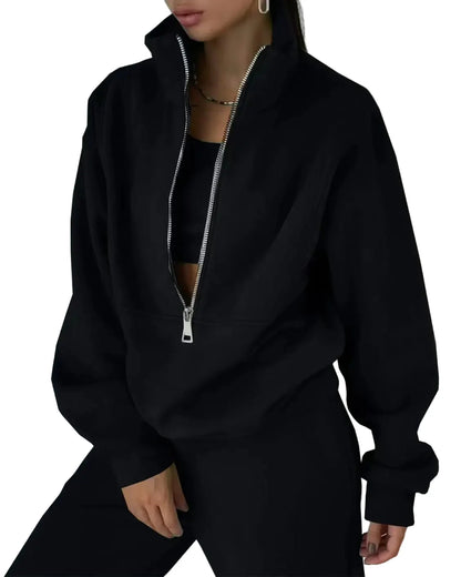 Damen Freizeit Trainingsanzug mit Reißverschluss – Modischer Zweiteiler für Sport und Alltag