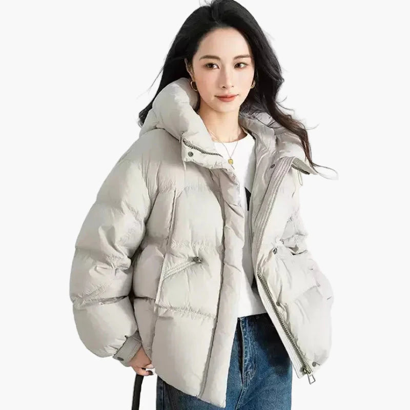 Damen Winter Oversize Steppjacke mit Kapuze, modisch & warm für Alltag und Freizeit