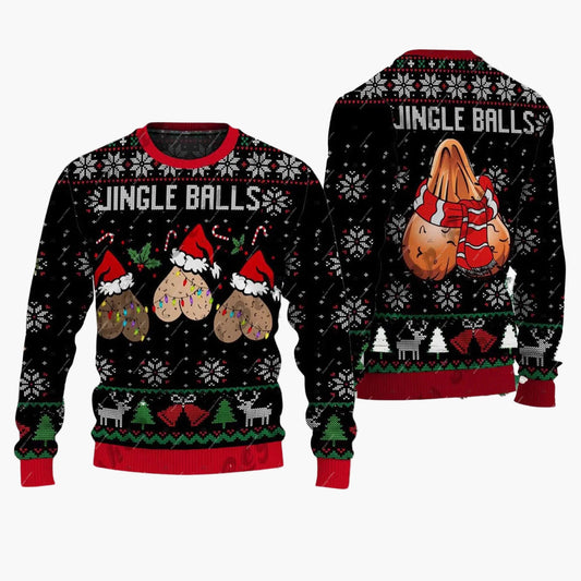 Herren Lustiger Weihnachtspullover Jingle Balls – Ugly Christmas Sweater für Partys und Festtage