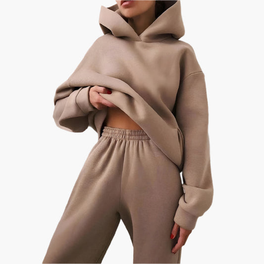 Damen Oversize Freizeit Jogginganzug Set – Kapuzenpullover & Jogginghose, Loungewear für Zuhause und Alltag