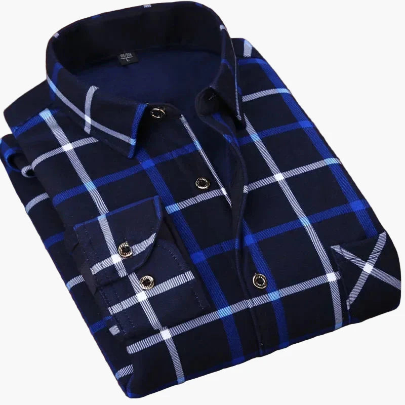 Herren Freizeithemd Kariert, Modernes Langarm-Hemd für Alltag und Büro