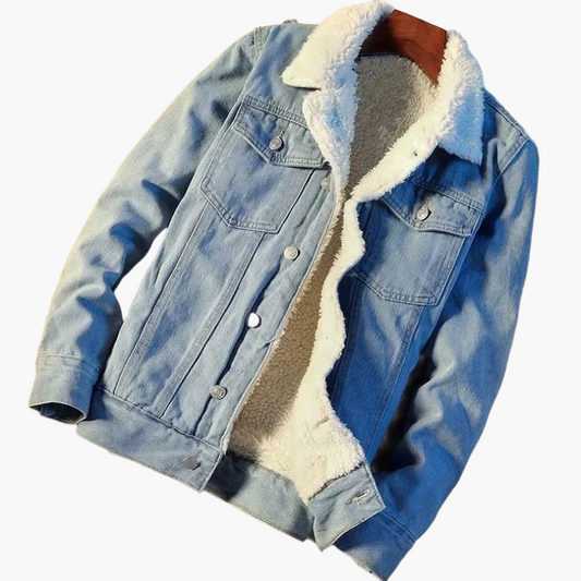 Herren Freizeit Jeansjacke im Lammfell-Stil – Modische Übergangsjacke für Alltag und Ausgehen