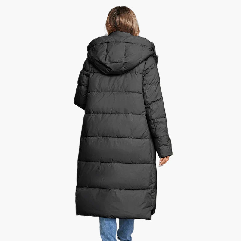 Damen Winter Steppmantel mit Kapuze – Langer, warmer Parka für Alltag und Freizeit