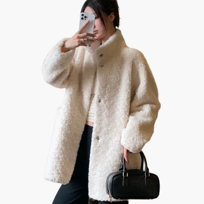 Damen Oversize Teddy Jacke – Modischer Wintermantel für Alltag und Freizeit