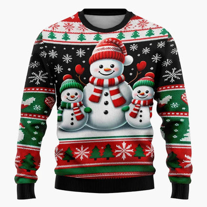 Unisex Weihnachtspullover mit Santa und Schneemann – Lustiger Pullover für Weihnachten, Winter & Feier