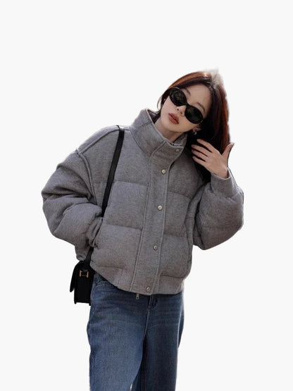 Damen Kurzjacke im Oversize-Stil für Alltag und Freizeit – Modische Winterjacke