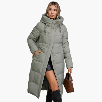 Damen Winter Steppmantel mit Kapuze – Langer, warmer Parka für Alltag und Freizeit