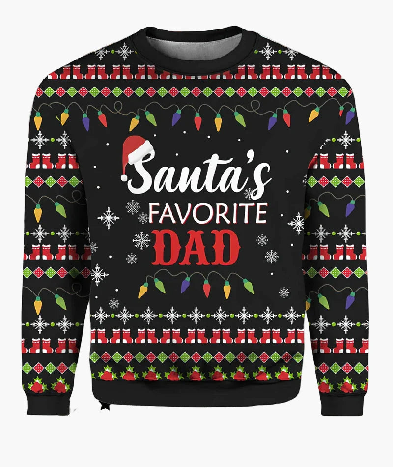 Herren Ugly Christmas Sweater Biker Santa – Lustiger Weihnachts-Pullover im Motorrad-Design