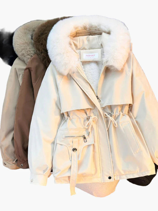 Damen Winterjacke mit Kapuze und Kunstfellkragen – Modischer Parka für Alltag & Outdoor