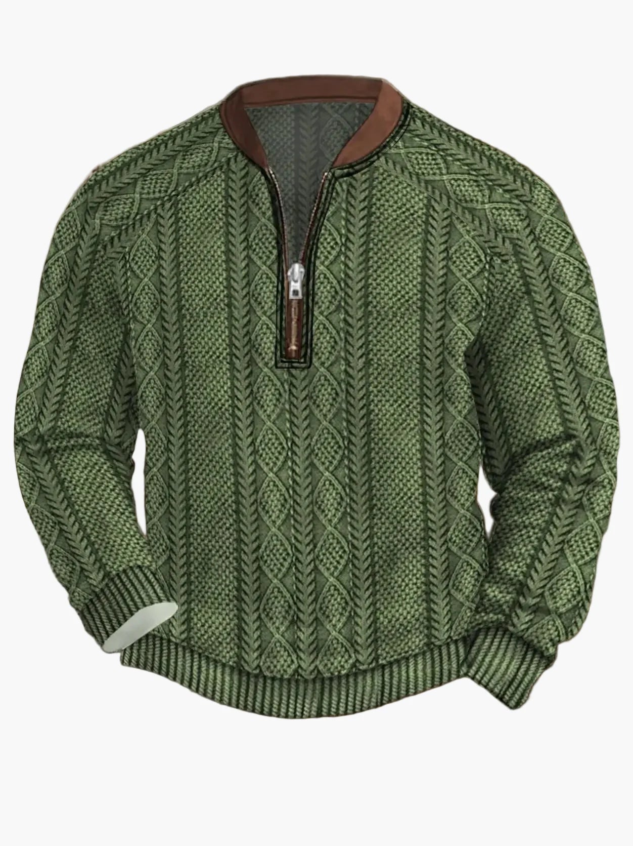 Herren Pullover mit Vintage-Look und halbem Reißverschluss – Stilvoller Freizeit-Sweater für Alltag und Outdoor