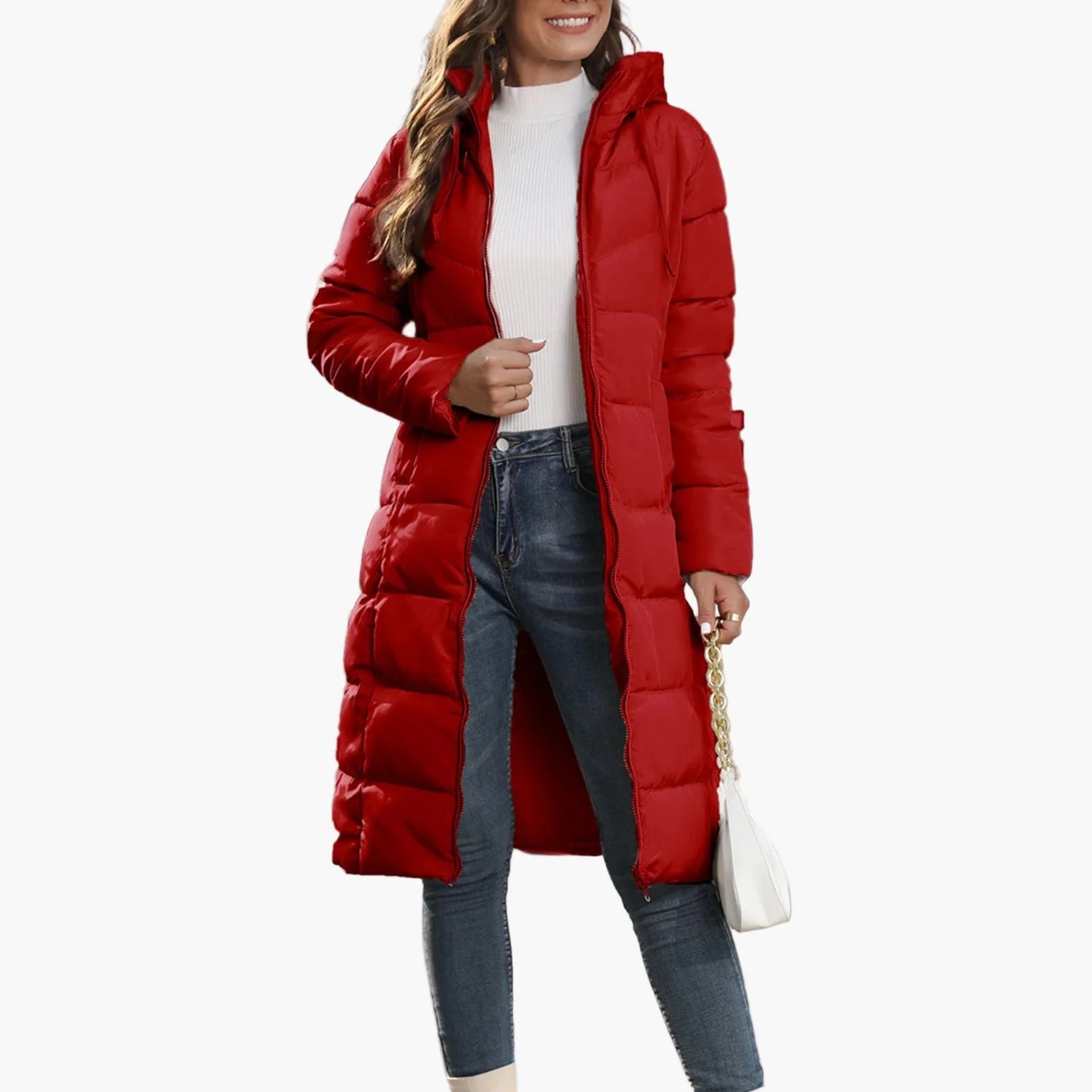 Damen Steppmantel Winterjacke mit Kapuze – Langer Puffer für Alltag & Streetwear