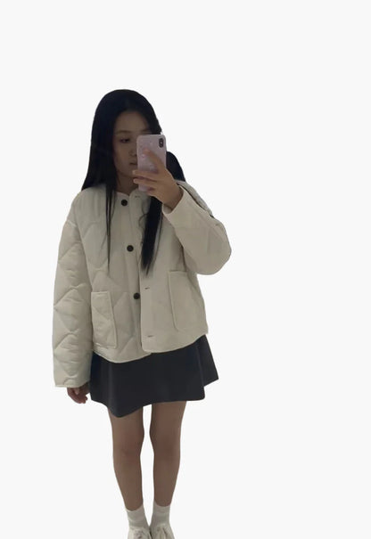 Damen Steppjacke Freizeit Minimalistischer Stil Übergangsjacke