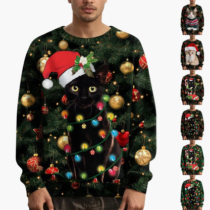 Herren Weihnachtspullover mit Katzenmotiv – Lustiger Weihnachts-Sweater für festliche Anlässe