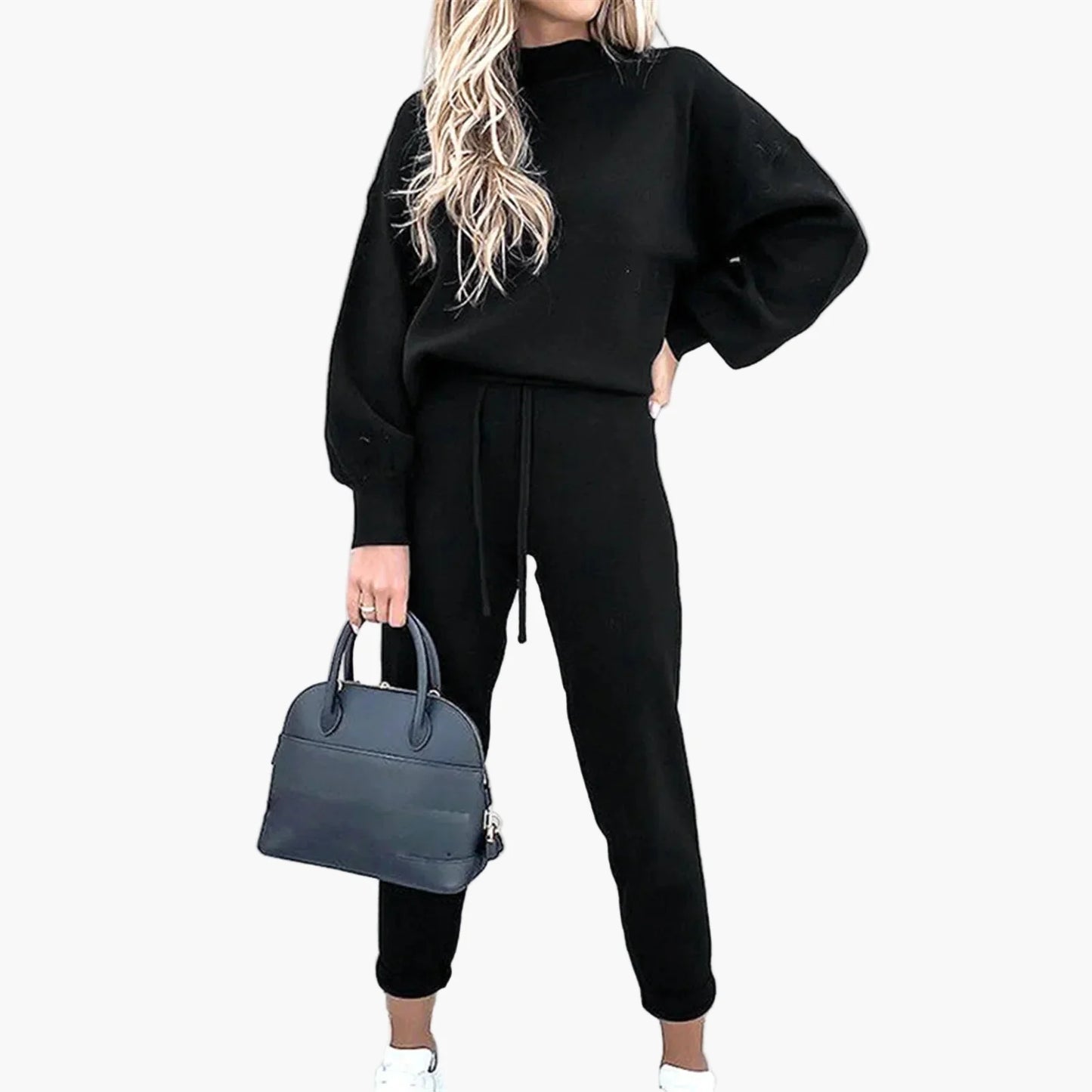 Damen Freizeit Zweiteiler Set – Modisches Lounge- und Streetwear-Outfit mit weitem Bein und Langarm