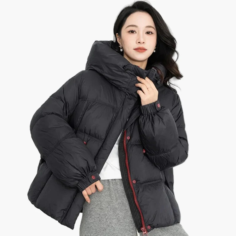 Damen Winter Oversize Steppjacke mit Kapuze, modisch & warm für Alltag und Freizeit