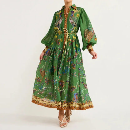Abigail – Bohemian Damen A-Linien-Kleid mit Knopfleiste