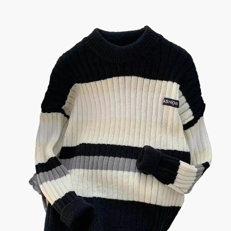 Herren Strickpullover im modernen Streifen-Design – Lässiger Winterpullover für Alltag & Freizeit
