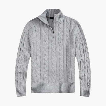 Herren Strickpullover im Old Money Stil mit halbem Reißverschluss – Eleganter Freizeitpullover