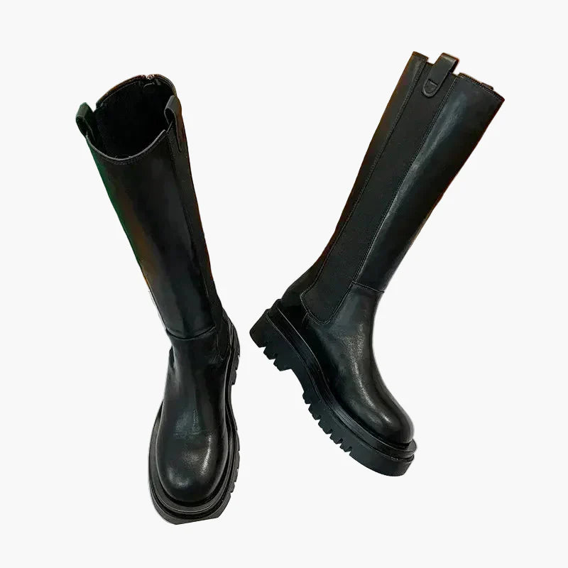 Damen Stiefel mit hohem Schaft und Chunky-Sohle – Modische Alltags-Boots für Herbst & Winter