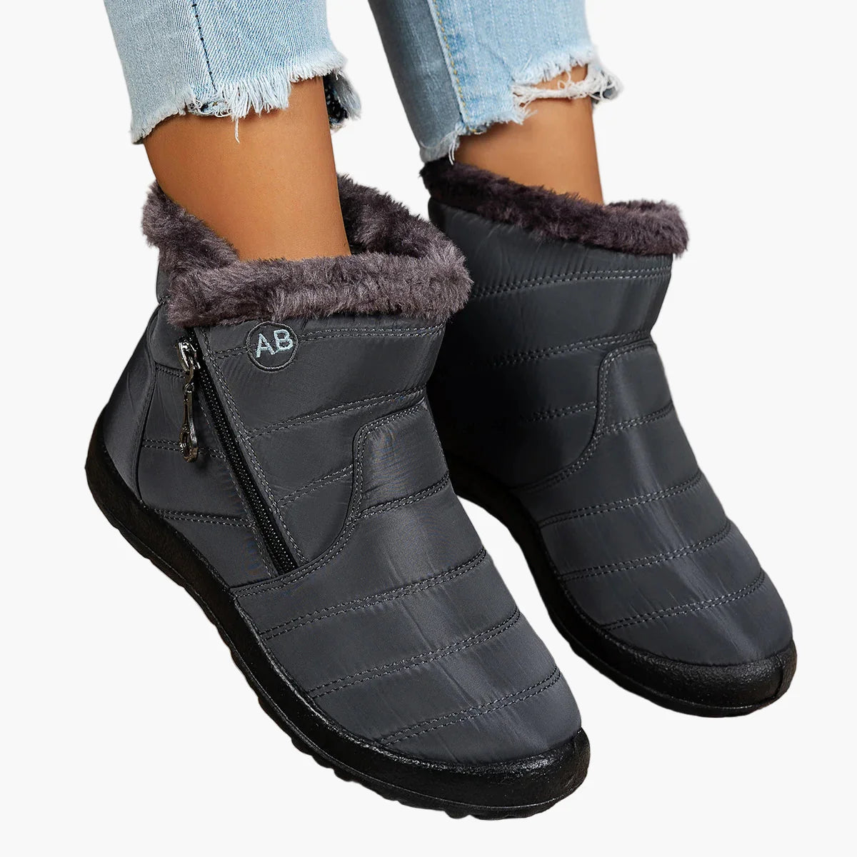 Damen Winterstiefeletten mit Reißverschluss – Bequeme warme Outdoor-Boots für kalte Tage