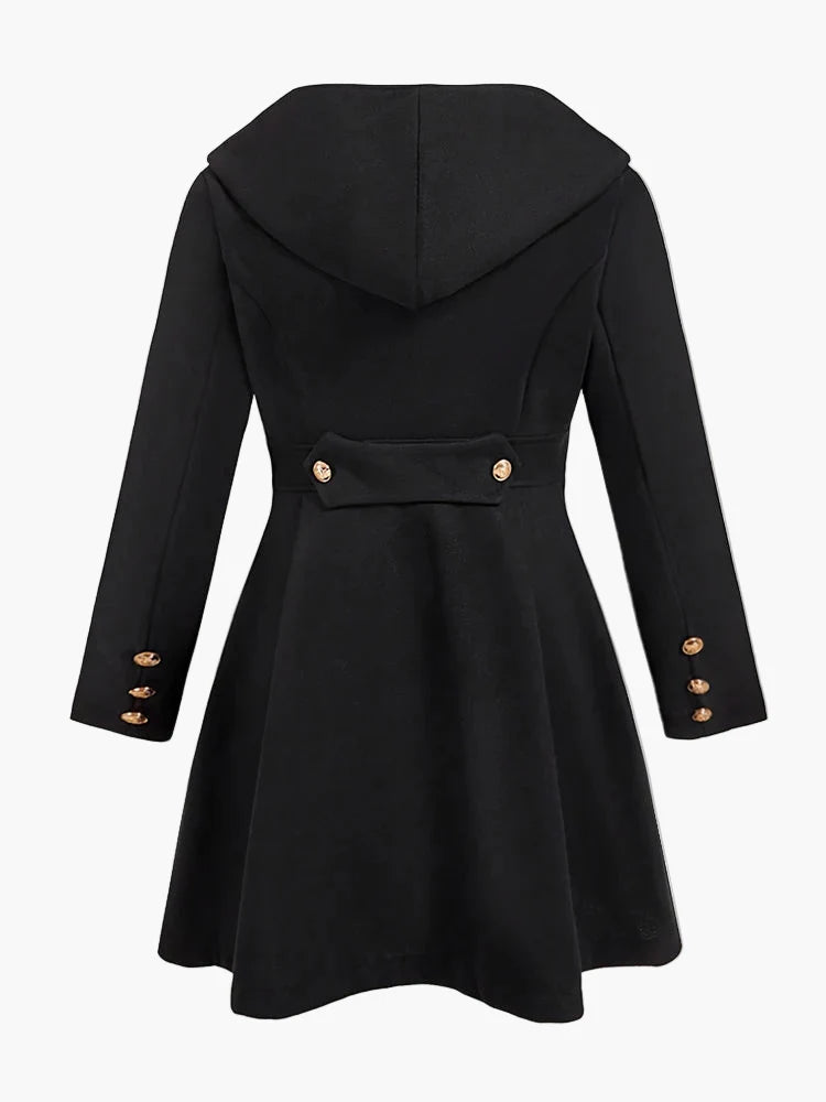 Damen Kapuzenmantel mit Doppelreihe, Vintage-Stil, Herbst Winter, Plus Size, Eleganter Look