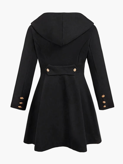 Damen Kapuzenmantel mit Doppelreihe, Vintage-Stil, Herbst Winter, Plus Size, Eleganter Look