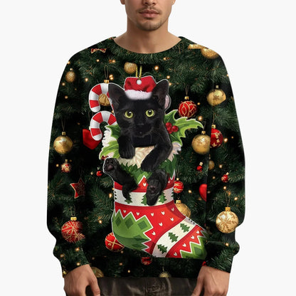 Herren Weihnachtspullover mit Katzenmotiv – Lustiger Weihnachts-Sweater für festliche Anlässe