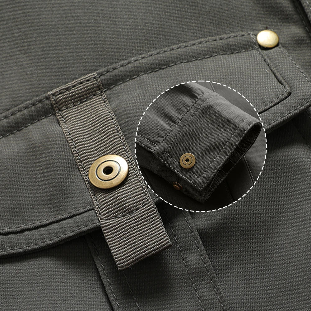 Herren Freizeit Shacket Flanell Gefüttertes Overshirt Westernstil Übergangsjacke mit Druckknöpfen