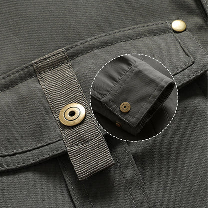 Herren Freizeit Shacket Flanell Gefüttertes Overshirt Westernstil Übergangsjacke mit Druckknöpfen