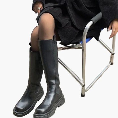 Damen Stiefel mit klobiger Sohle – Trendige Langschaft Boots für Herbst und Winter