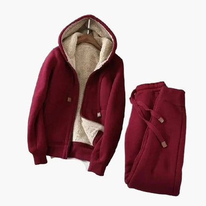 Damen Freizeit Trainingsanzug mit Kapuzenjacke und Sporthose – Lässiges Winter-Outfit für Alltag und Sport