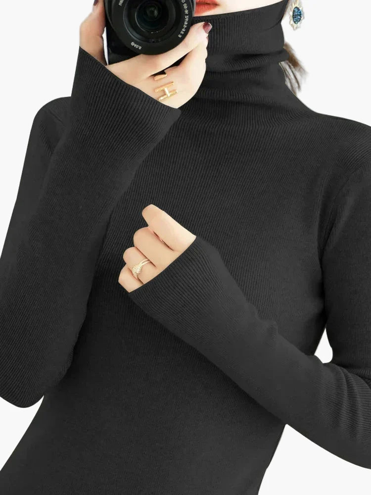 Damen Rollkragenpullover Elegant Minimalistisch – Perfekt für Büro & Alltag
