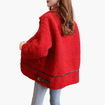 Damen Teddyfell Übergangsjacke – Modischer Freizeit-Look für Herbst & Winter