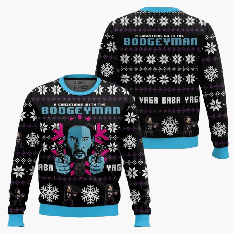 Herren Weihnachtspullover John Wick Ugly Christmas Sweater – Lustiger Film-Fan Pullover für die Feiertage