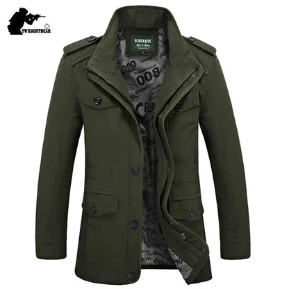 Herren Militärstil Freizeitjacke – Outdoor Übergangsjacke mit Taschen