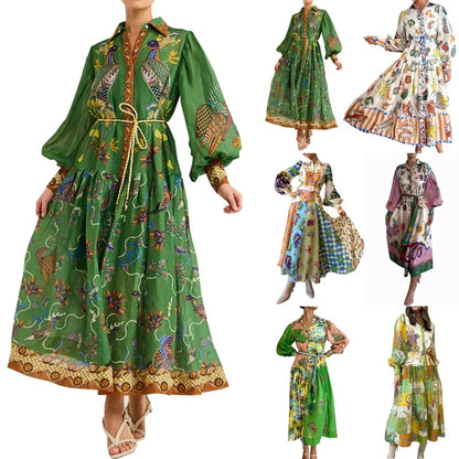 Abigail – Bohemian Damen A-Linien-Kleid mit Knopfleiste