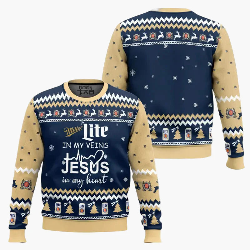 Herren Ugly Christmas Sweater – Lustiger Bier-Pullover für Weihnachten und Winterfeiern