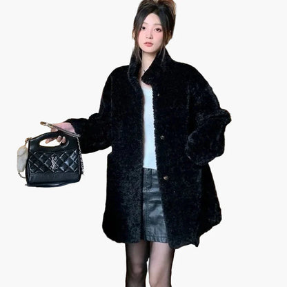 Damen Oversize Teddy Jacke – Modischer Wintermantel für Alltag und Freizeit