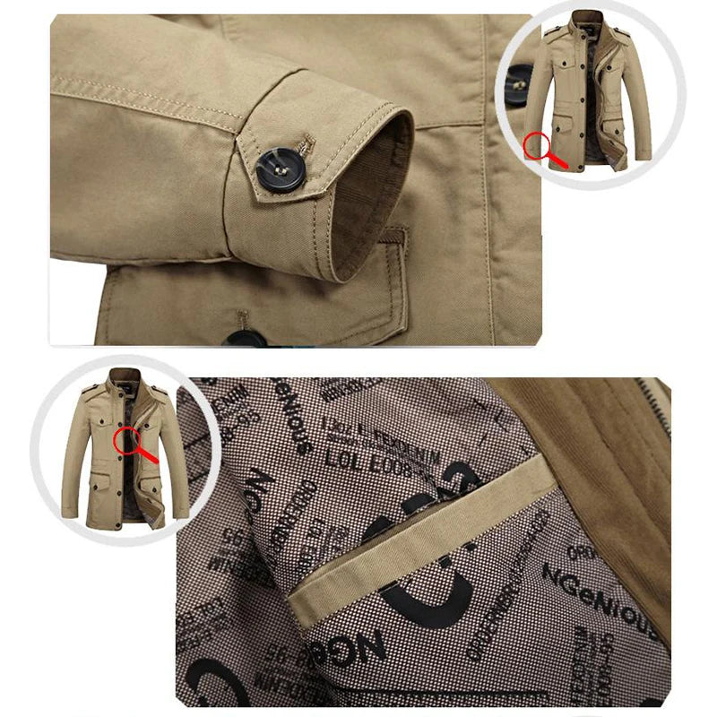 Herren Militärstil Freizeitjacke – Outdoor Übergangsjacke mit Taschen