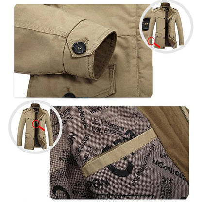 Herren Militärstil Freizeitjacke – Outdoor Übergangsjacke mit Taschen