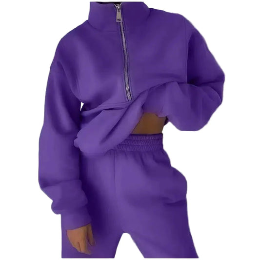 Damen Freizeit Trainingsanzug mit Reißverschluss – Modischer Zweiteiler für Sport und Alltag