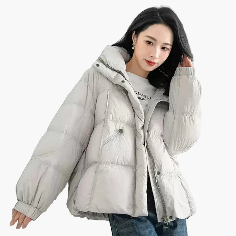 Damen Winter Oversize Steppjacke mit Kapuze, modisch & warm für Alltag und Freizeit