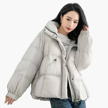 Damen Winter Oversize Steppjacke mit Kapuze, modisch & warm für Alltag und Freizeit