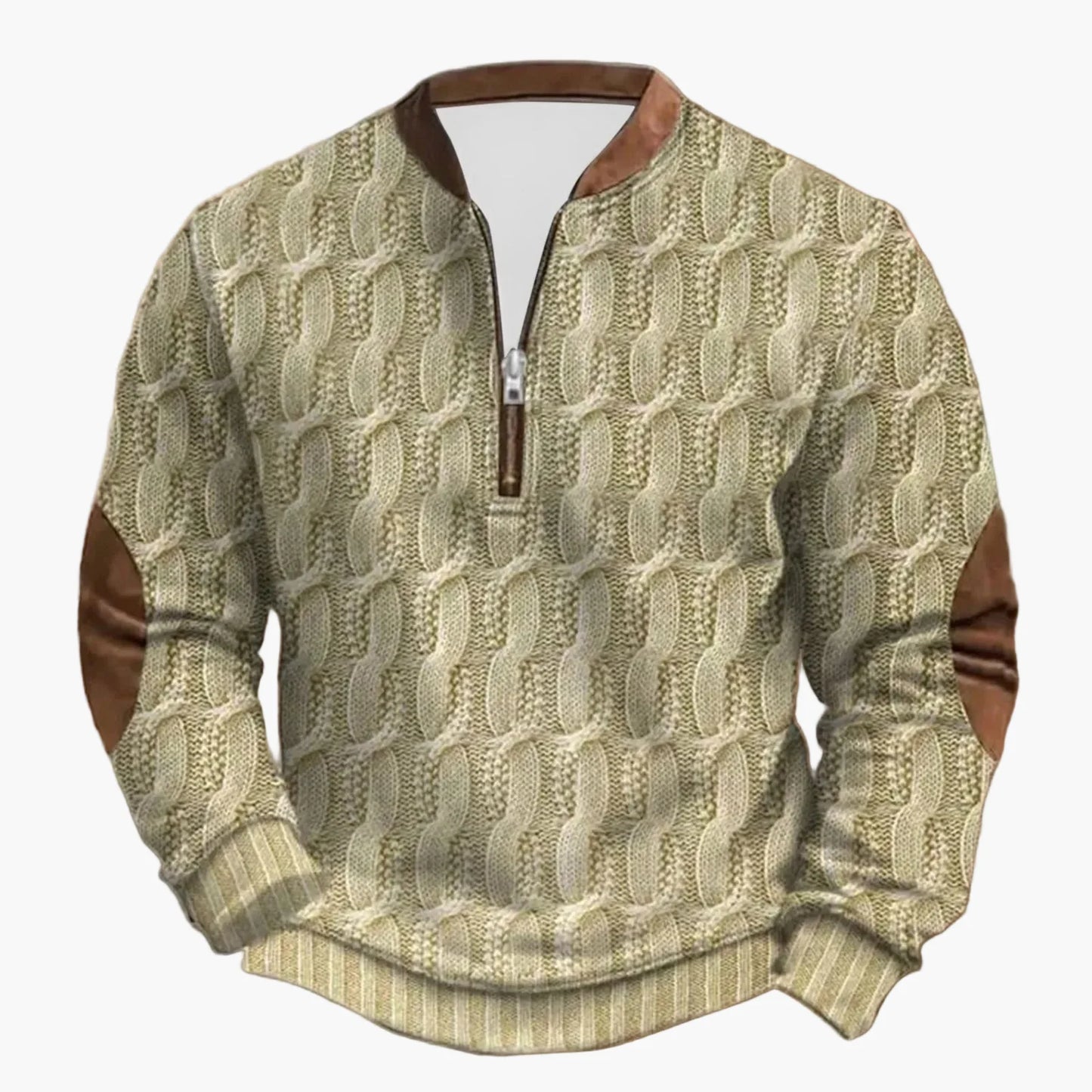 Herren Outdoor Freizeit Pullover mit Stehkragen und Reißverschluss – Modischer Strick-Look für Alltag & Freizeit